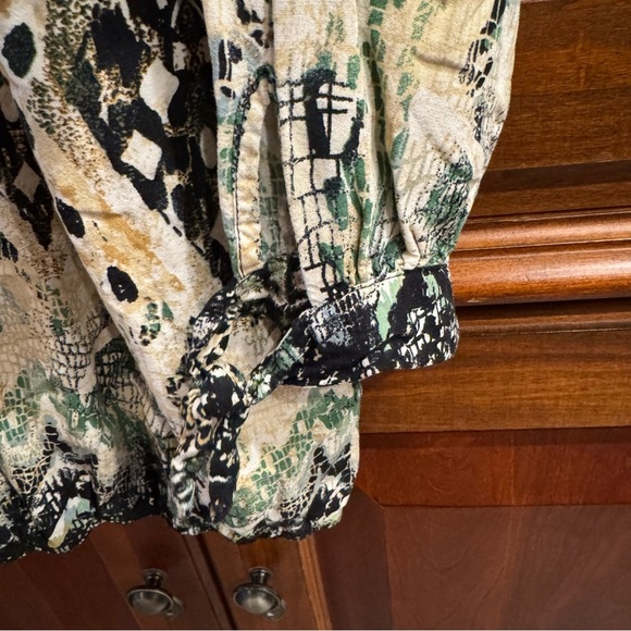 Anthropologie Fig & Flower Women's Animal Print Blouse Boho Peasant Medium - Picture 5 of 14